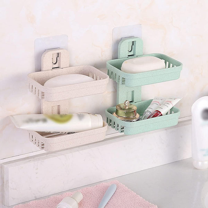 Double Layer Soap Box/ Holder With Adhesive Tape Holder