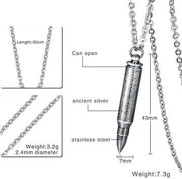 Fashion Bullet Pendant Soldier Silver + Random Chain Gift