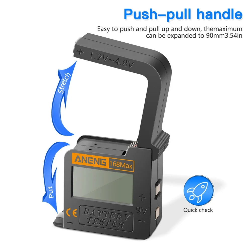 For 9V AAA 168 Max Battery Checker Button Cell Tester Digital Lithium Battery Capacity Tester Universal Analyzer Display Check