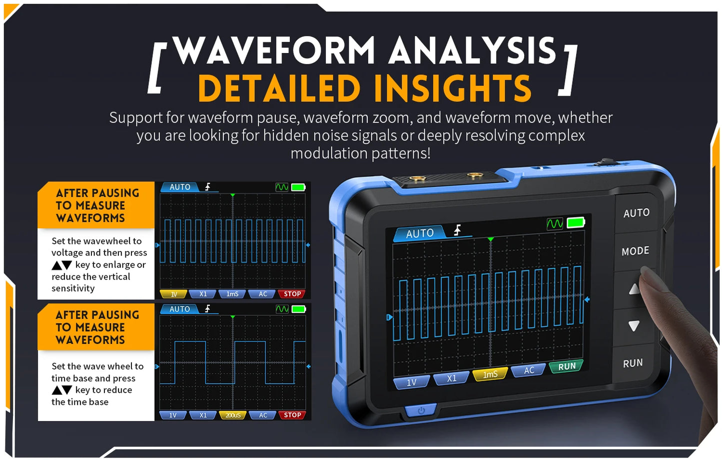 FNIRSI DSO152 DSO153 New Mini Handheld Digital Oscilloscope Portable 2.5MSa/s 200KHz Analog Bandwidth 800 VPP with PWM Output