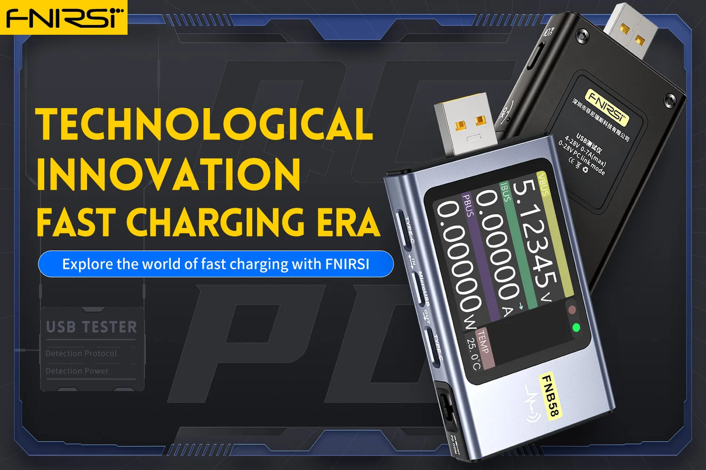 FNIRSI-C1 Type-C PD Trigger USB-C Voltmeter Ammeter Fast Charging Protocol Test Type-C Meter Power Bank tester With PC Software