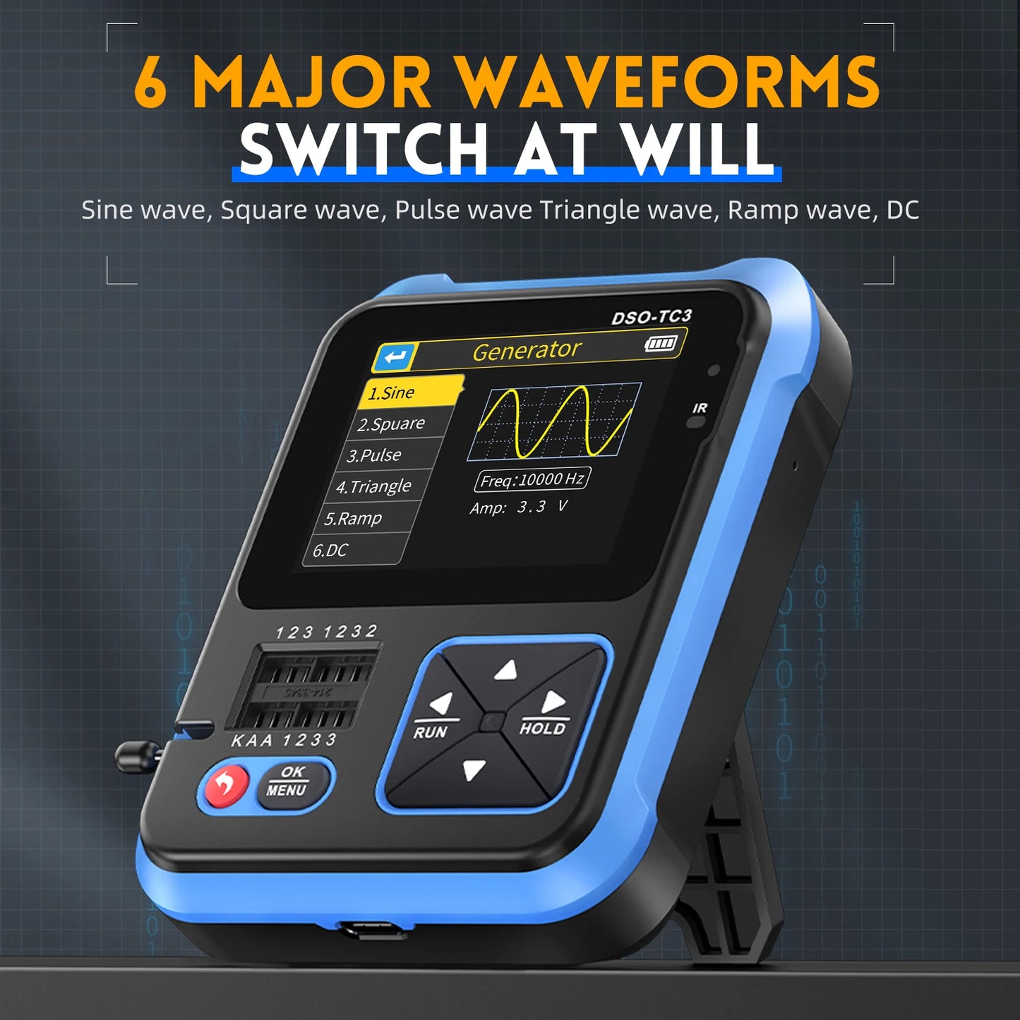 FNIRSI DSO-TC3 Portable Digital Oscilloscope Transistor Tester 3 in 1 Multi-function Multimeter Diode Voltage LCR Detect PWM Out