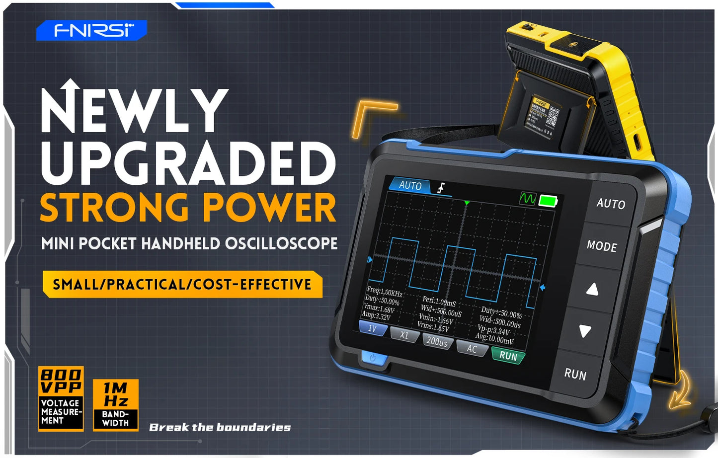 FNIRSI DSO152 DSO153 New Mini Handheld Digital Oscilloscope Portable 2.5MSa/s 200KHz Analog Bandwidth 800 VPP with PWM Output