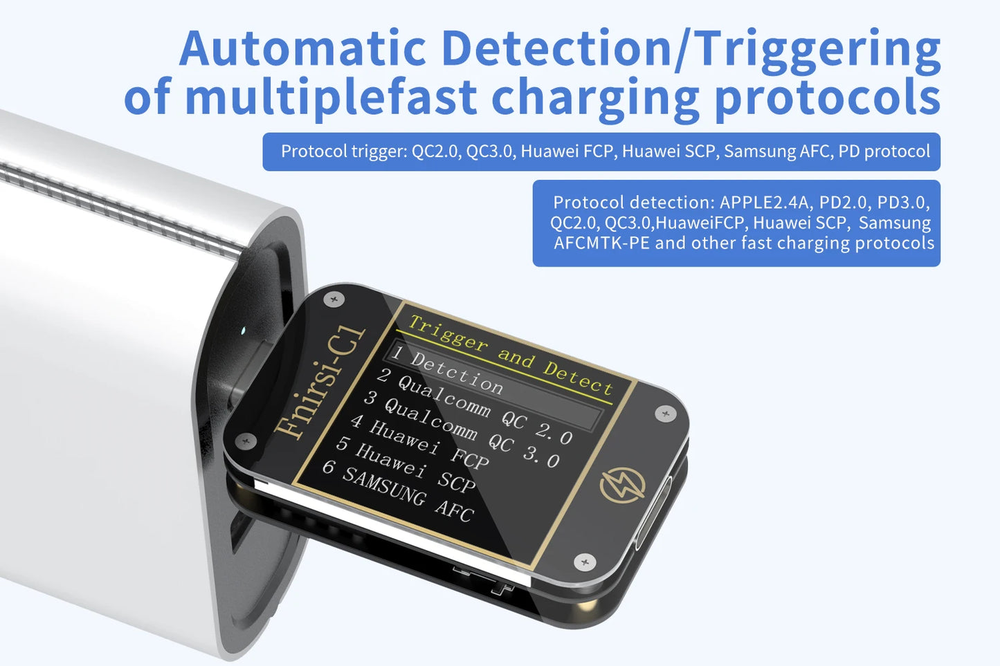 FNIRSI-C1 Type-C PD Trigger USB-C Voltmeter Ammeter Fast Charging Protocol Test Type-C Meter Power Bank tester With PC Software