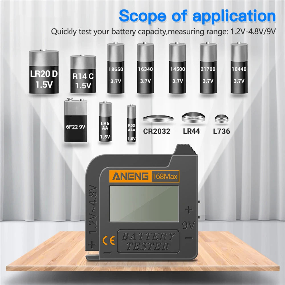 For 9V AAA 168 Max Battery Checker Button Cell Tester Digital Lithium Battery Capacity Tester Universal Analyzer Display Check