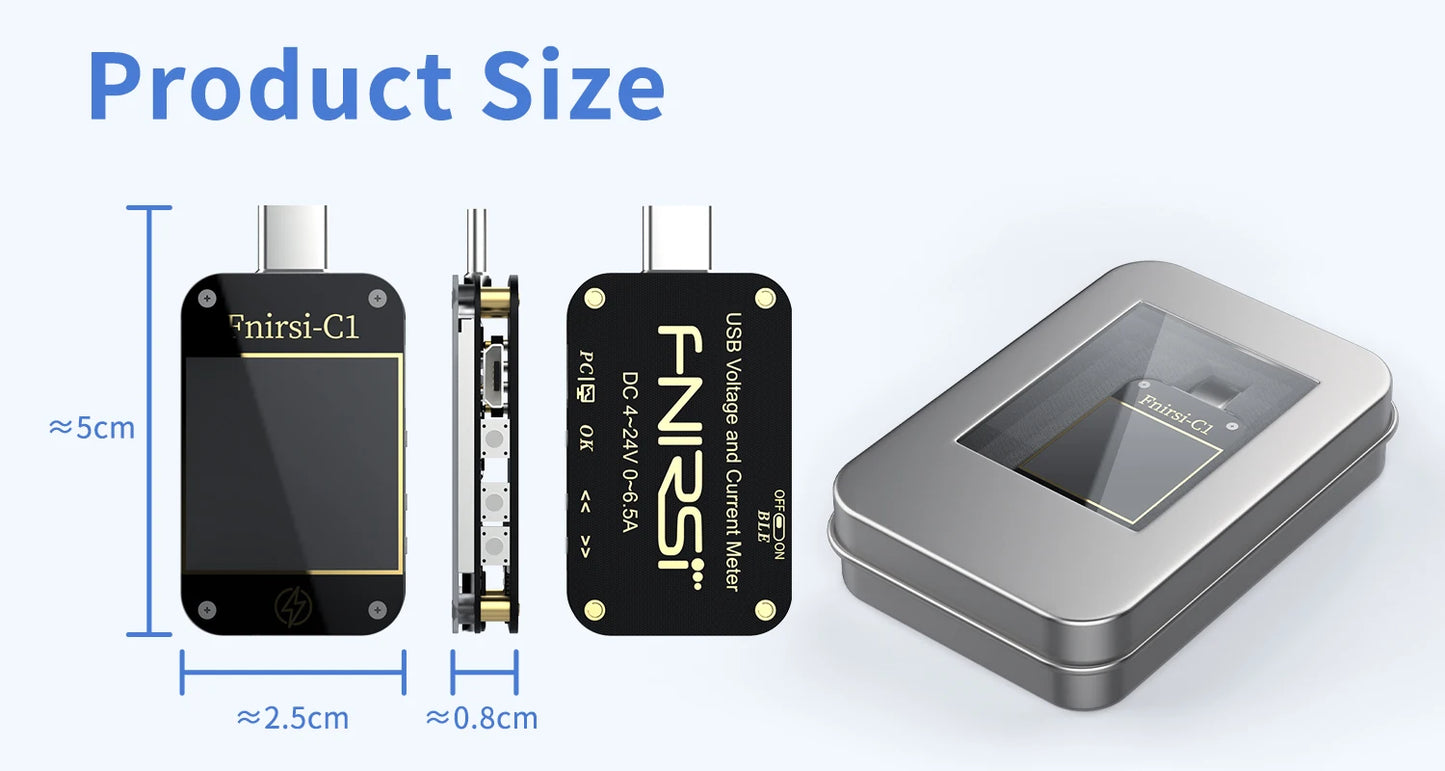 FNIRSI-C1 Type-C PD Trigger USB-C Voltmeter Ammeter Fast Charging Protocol Test Type-C Meter Power Bank tester With PC Software