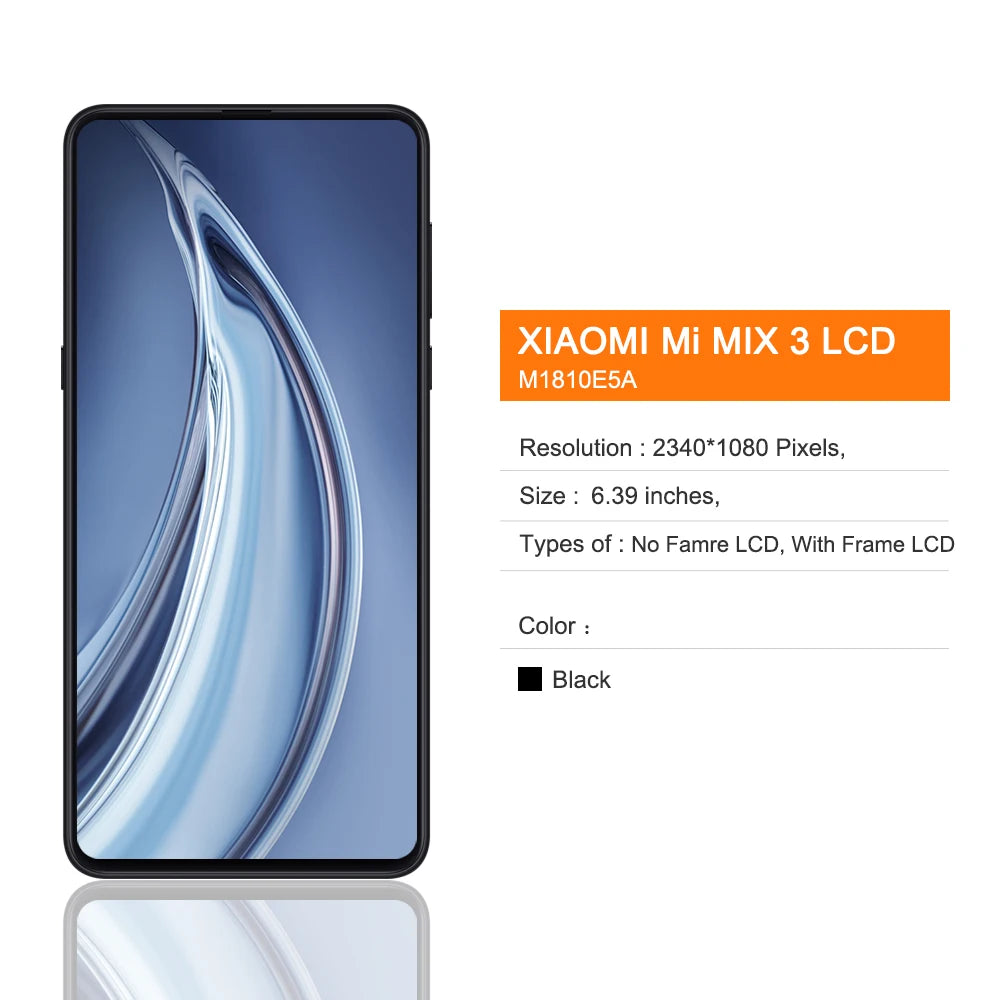 AMOLED For Xiaomi Mi Mix 3 LCD Display Touch Screen Digitizer with Frame 6.39" For Xiaomi Mix3 5G M1810E5A Screen Replacement