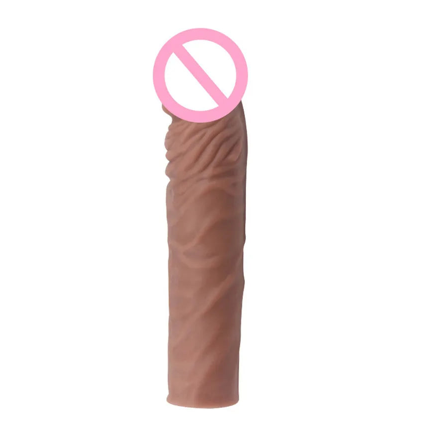 Reusable Penis Sleeve Enlargement Condoms Sex Toys For Men Dildo Extender Enhancer Sex Delay Realistic Condom Intimate Goods
