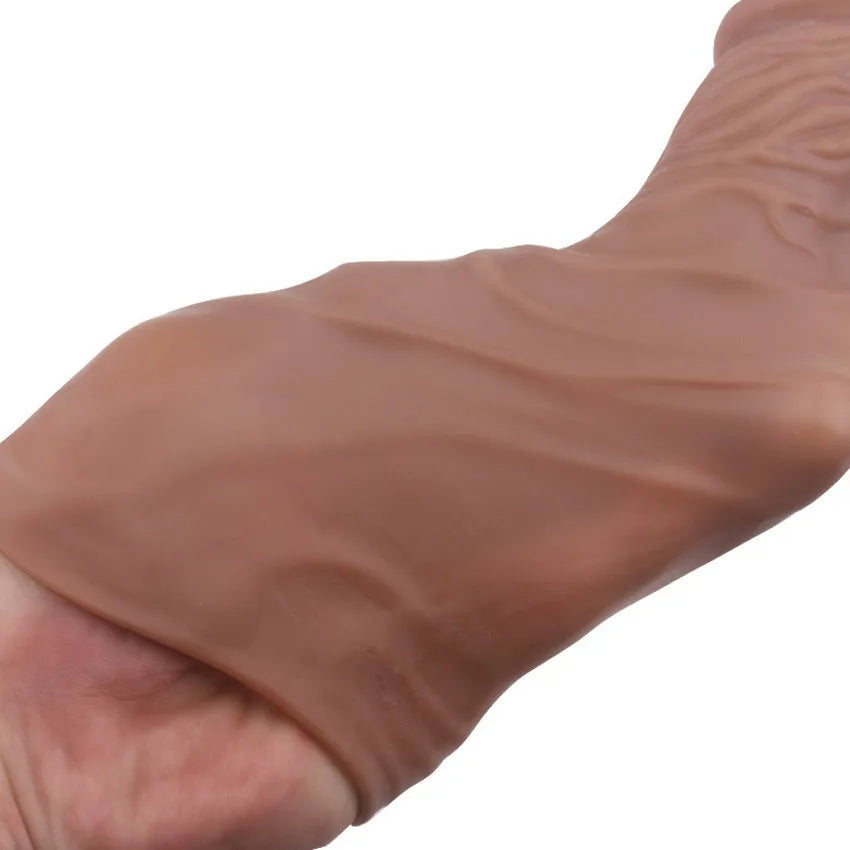 Reusable Penis Sleeve Enlargement Condoms Sex Toys For Men Dildo Extender Enhancer Sex Delay Realistic Condom Intimate Goods