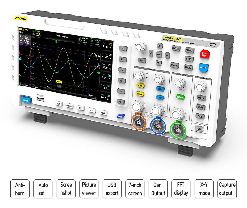FNIRSI-1014D Dual Channel Desktop Digital Oscilloscope 100MHz* 2 Analog Bandwidth 1GSa/s Sampling Rate 10Mhz Signal Generator