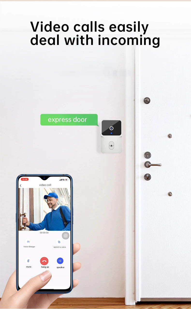 Tuya Smart Video Doorbell Wireless HD Camera PIR Motion Detection IR Alarm Security Door Bell Wi-Fi Intercom for Home Apartment