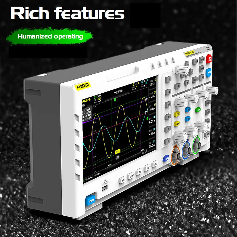 FNIRSI-1014D Dual Channel Desktop Digital Oscilloscope 100MHz* 2 Analog Bandwidth 1GSa/s Sampling Rate 10Mhz Signal Generator