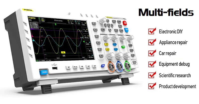 FNIRSI-1014D Dual Channel Desktop Digital Oscilloscope 100MHz* 2 Analog Bandwidth 1GSa/s Sampling Rate 10Mhz Signal Generator