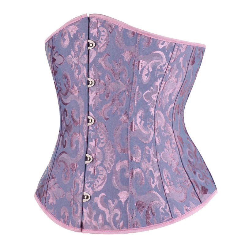 Underbust Corset Floral Push Up Boned Bustier Gothique Korsett For Women Front Busk Gorset Korse Sexy Women Gothic Corset
