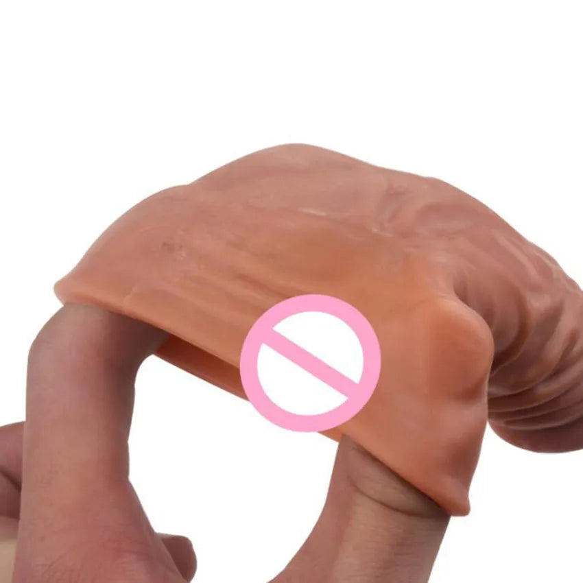 Reusable Penis Sleeve Enlargement Condoms Sex Toys For Men Dildo Extender Enhancer Sex Delay Realistic Condom Intimate Goods