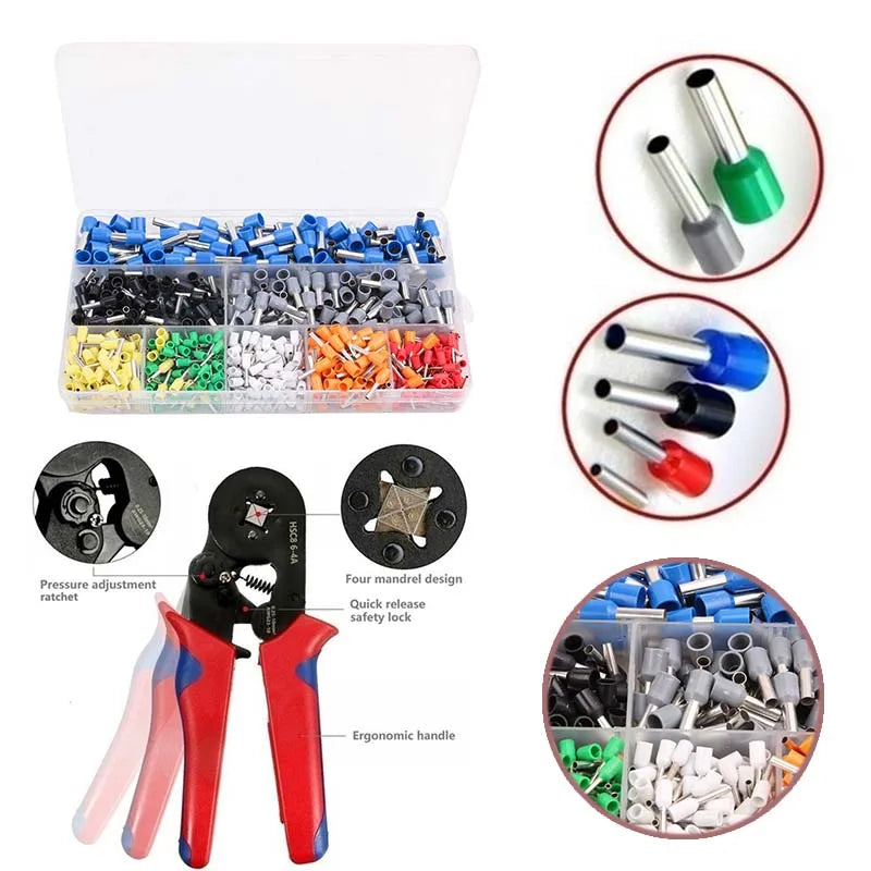 Manual Crimping Pliers HSC8 6-4A/HSC8 6-6A Tube Terminal Crimping Tool With Terminal Tip Set for Home Improvement and Electrica