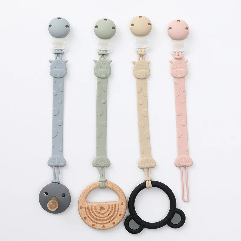 One-Piece Silicone Pacifier Clip Holder, Soft Flexible Pacifier Clips Binky Clips for Baby Boys and Girls, Baby Accessories