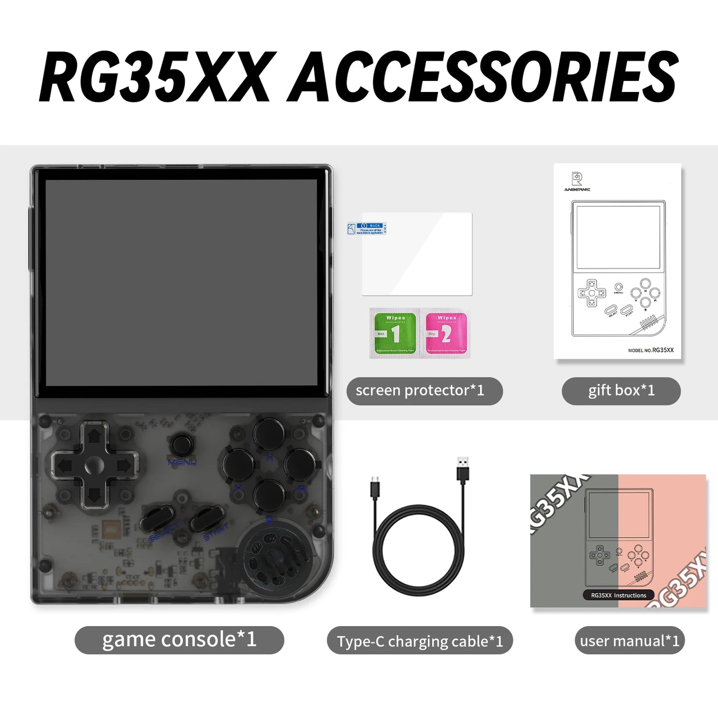 ANBERNIC RG35XX Plus/RG35XX Retro Handheld Game Console 3.5″ IPS Screen Linux Portable Video Game Player Support HD-M-I TV Outpu