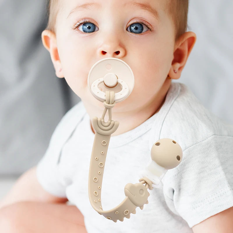 One-Piece Silicone Pacifier Clip Holder, Soft Flexible Pacifier Clips Binky Clips for Baby Boys and Girls, Baby Accessories