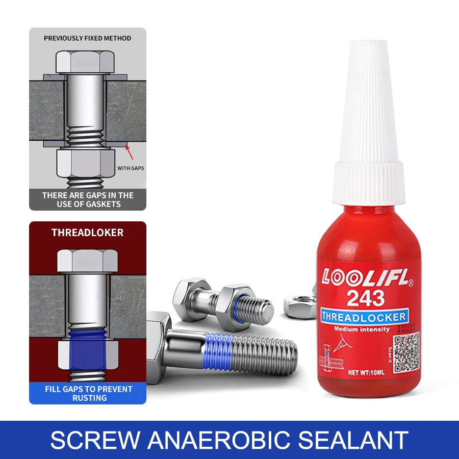 10ml LOOLIFL 243 Screw Adhesive 243 Anaerobic Glue Anti-loose Anti-slip sealingThread Locking Agent Anti-slip caulk sealers