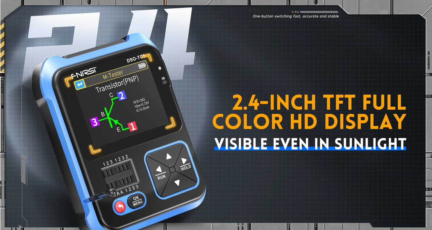 FNIRSI DSO-TC3 Portable Digital Oscilloscope Transistor Tester 3 in 1 Multi-function Multimeter Diode Voltage LCR Detect PWM Out