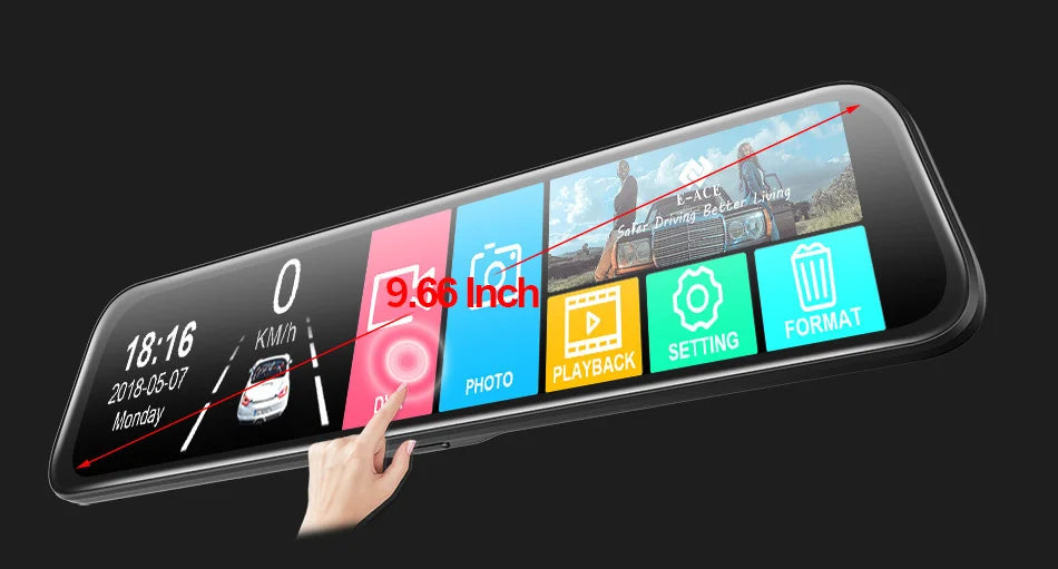 E-ACE 10 Inch Car DVR Mirror Video Recorder 1080P Touch Screen Dashcam For Car Dual Lens Streaming Driving Recorder Dash Camera