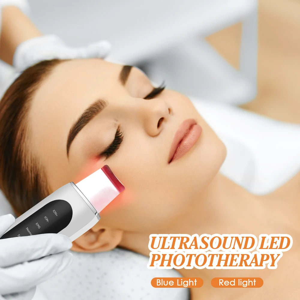Ultrasonic Face Skin Scrubber Vibration Nose Deep Cleaning Machine Facial Spatula Blackhead Remover Peeling Shovel Pore Clean