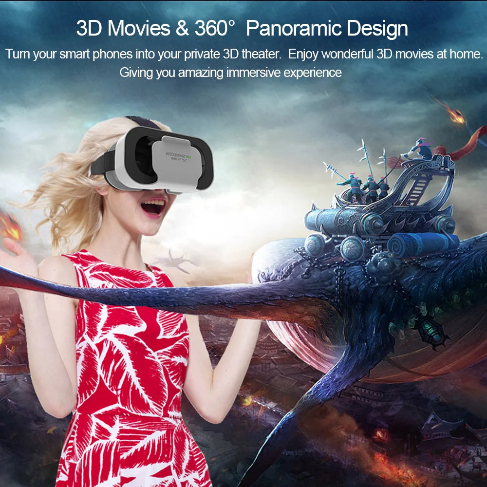 Shinecon Viar Virtual Reality VR Glasses Headset 3D Device Helmet Goggles Lenses For Smartphone Smart Phone With Game Controller