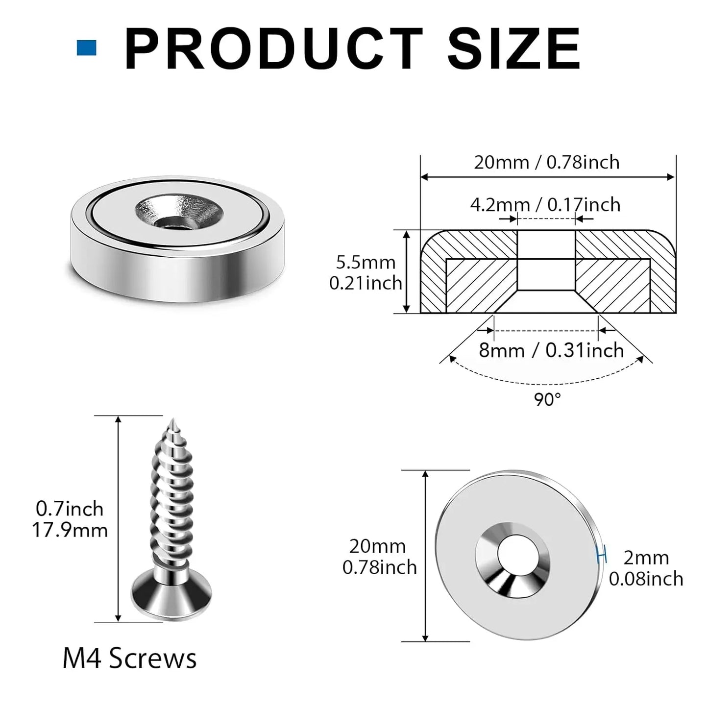 Multi Neodymium Disc Countersunk Hole Magnets, Permanent Rare Earth Magnets for Tool Room, Science, Craft, Office, Science Proje