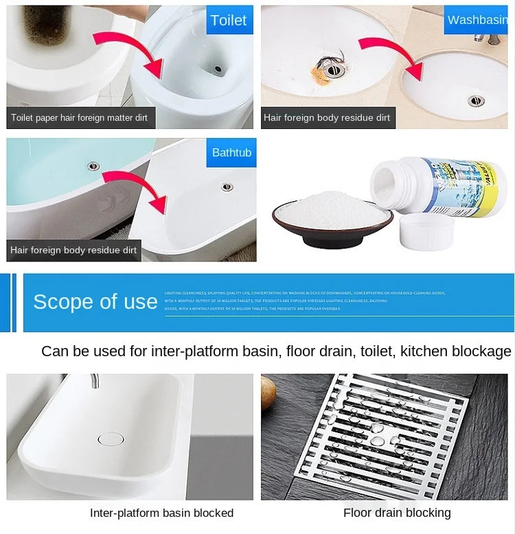 100g Powerful Sink Drain Cleaner High Efficiency Clog Remover Kitchen Sewer Power Pipe Channel Powder Cleaning Tools