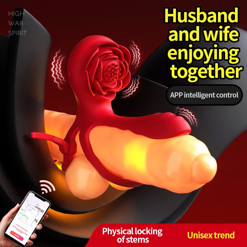 Bluetooth APP Cockring Penis Ring Vibrator for Men Women Clitoris Stimulator Cock Rings Delay Ejaculation Sex Toys for Couple