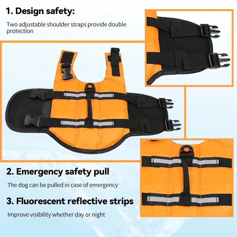 Shark Dog Life Jacket Enhanced Buoyancy Small Dogs Swimming Clothes Safety Vest With Handle For Medium Large Dogs Surfing