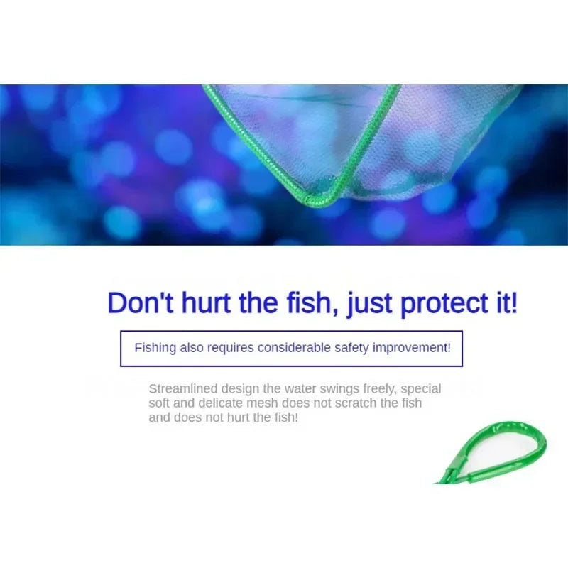Fish Net Portable Long Fish Tank Fishing Nets Handle Round Aquariums Net Square Fish Tank Cleaning Tools Aquarium Accessories