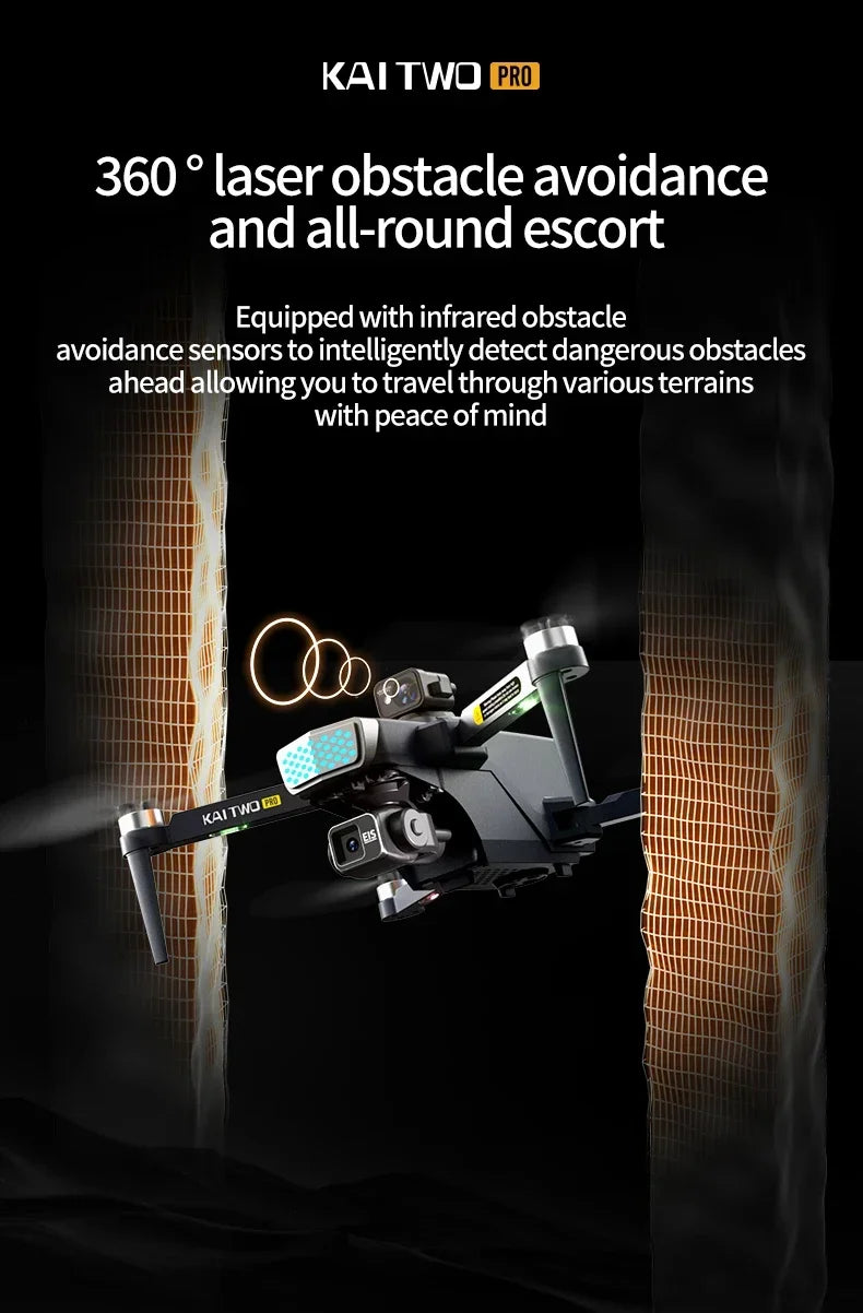 KAI TWO PRO GPS Drone 4K Professional 8K Three Axis Self Stabilization HD Camera 360° Obstacle Avoidance Brushless RC Quadcopter