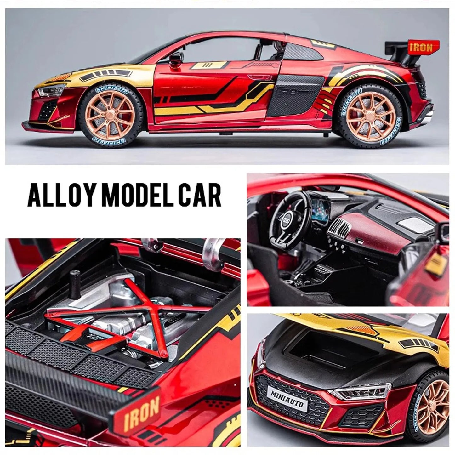 1:24 Scale Audi R8 LMS Alloy Model Car - Race-Inspired Collectible for Car Enthusiasts - Highly Detailed, Durable Construction