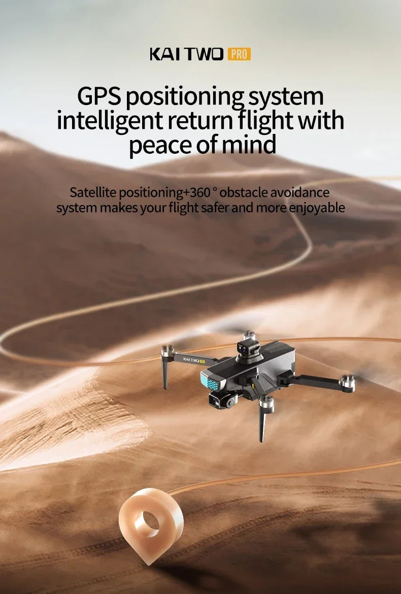KAI TWO PRO GPS Drone 4K Professional 8K Three Axis Self Stabilization HD Camera 360° Obstacle Avoidance Brushless RC Quadcopter