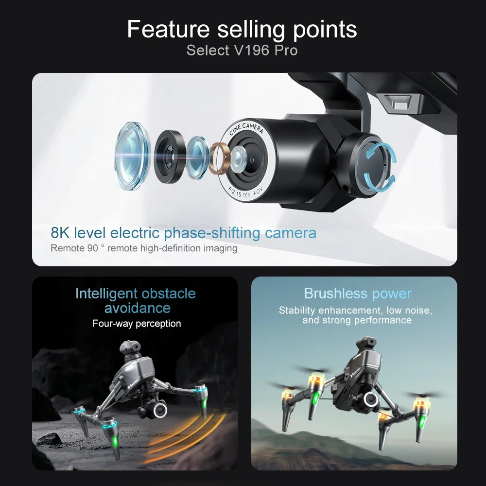 New V196 5G GPS Drone 8K Professional Dual Camera Brushless WIFI FPV Obstacle Avoidance Optical Flow RC Foldable Quadcopter Toys