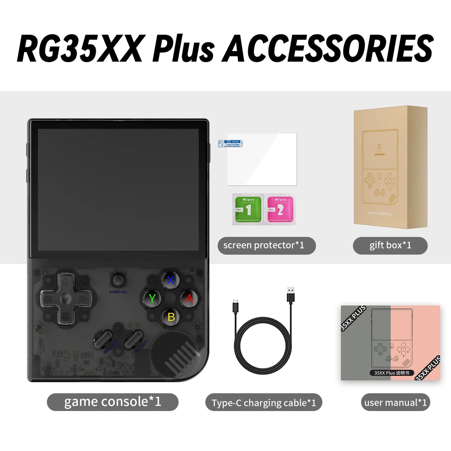 ANBERNIC RG35XX Plus/RG35XX Retro Handheld Game Console 3.5″ IPS Screen Linux Portable Video Game Player Support HD-M-I TV Outpu