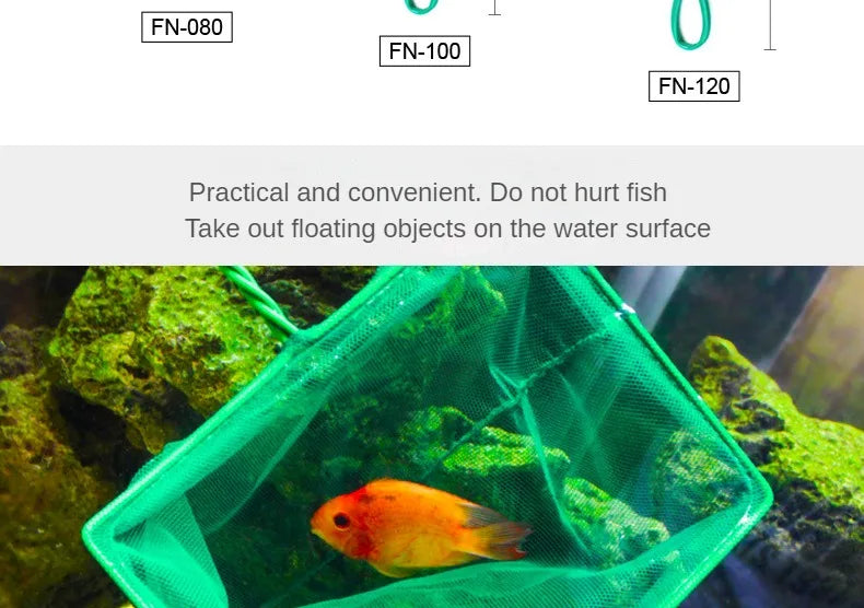 Fish Net Portable Long Fish Tank Fishing Nets Handle Round Aquariums Net Square Fish Tank Cleaning Tools Aquarium Accessories