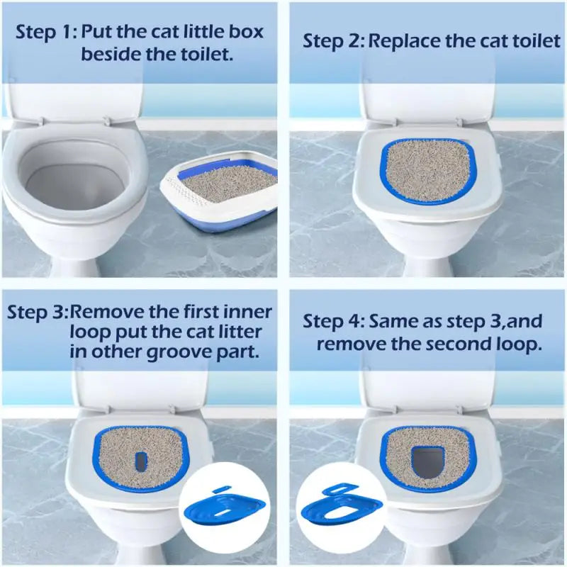 New Upgrade Cat Toilet Trainer Reusable Training Toilet For Cats Plastic Training Set Cat Litter Box Mat Toilet Pet Accessaries
