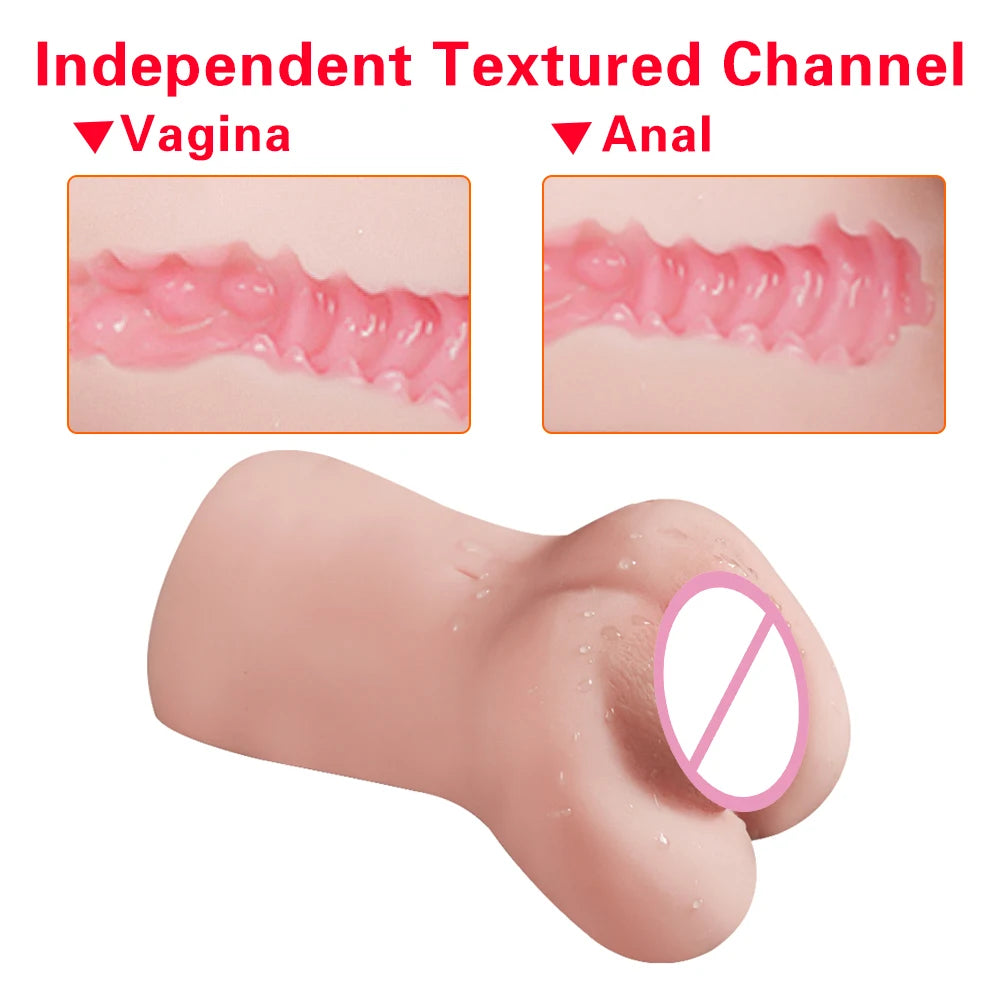 Men's Aircraft Cup Male Masturbator Oral Vaginal Anal Masturbation Soft Real Vagina Pocket Pussy Sex Toys for Men Blowjob