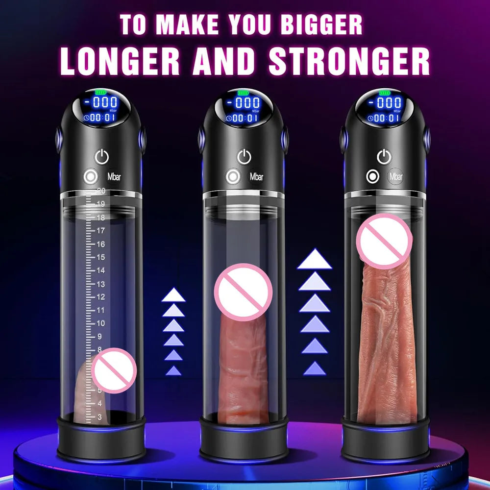 Digital Electric Penis Enlarge Vacuum Pump Rechargeable Cock Erection Training Penis Enlargement Extend Pump Air Pressure Device
