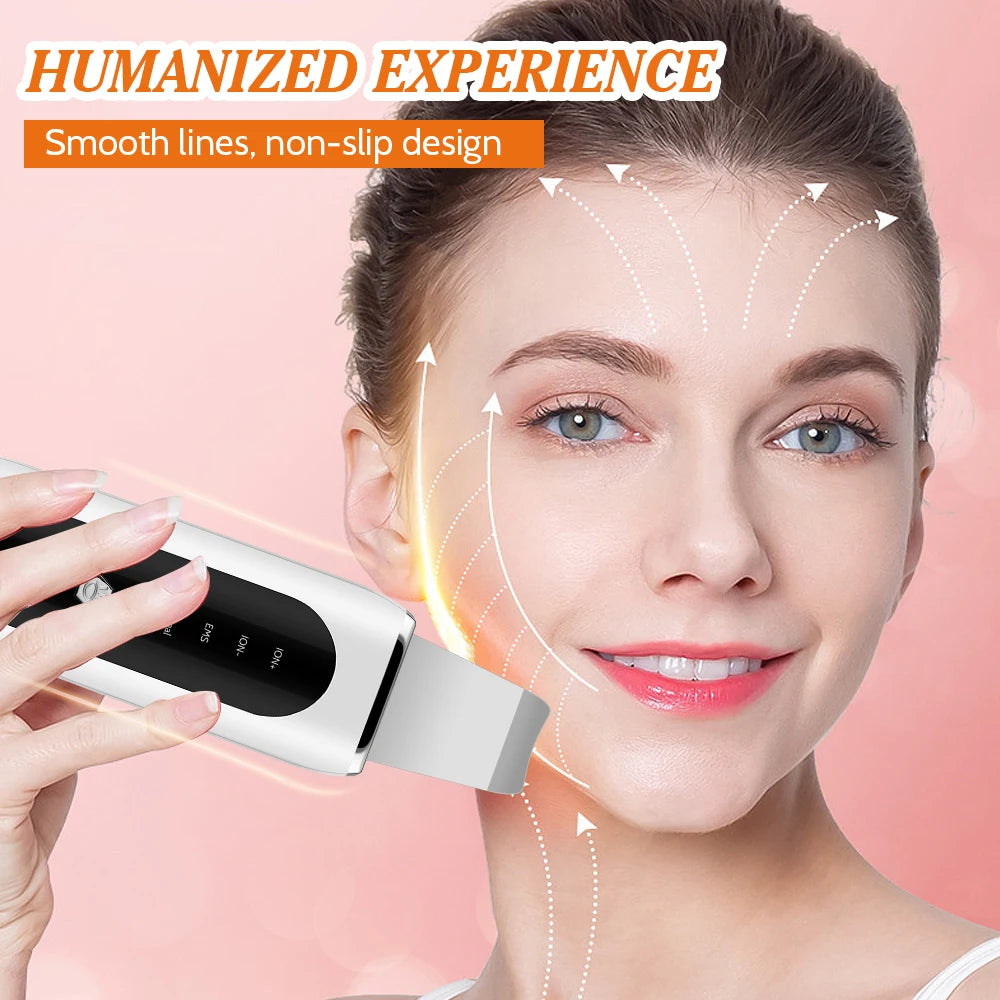Ultrasonic Face Skin Scrubber Vibration Nose Deep Cleaning Machine Facial Spatula Blackhead Remover Peeling Shovel Pore Clean