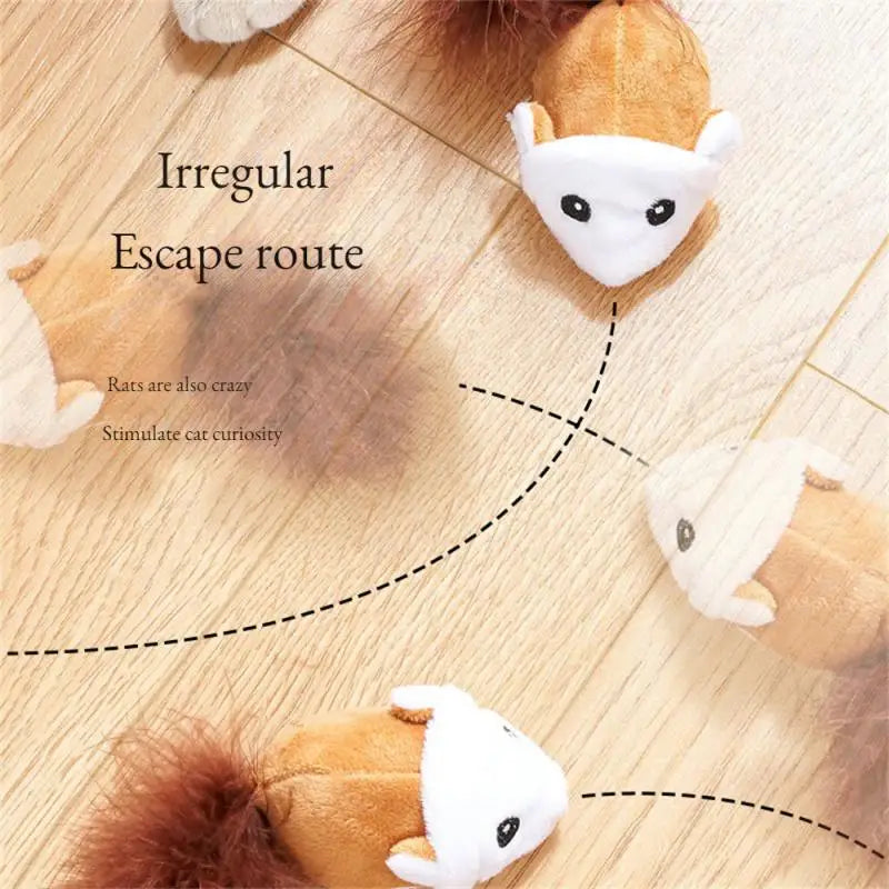 1~10PCS Smart Running Mouse Cat Toy Interactive Random Moving Electric Cat Teaser Toys Simulation Mice Kitten Self-Playing Plush