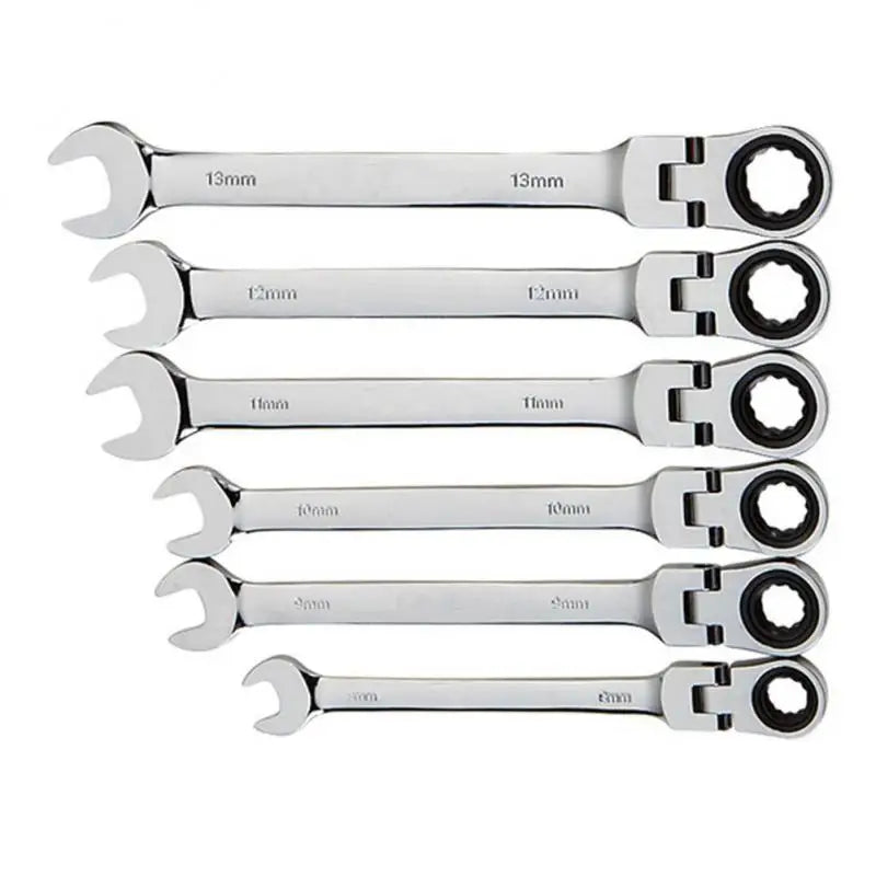 Metric Flex-Head Ratcheting Wrench , Chrome Vanadium Steel, Ratcheting Combination Wrench Key Wrench for Car Maintenance