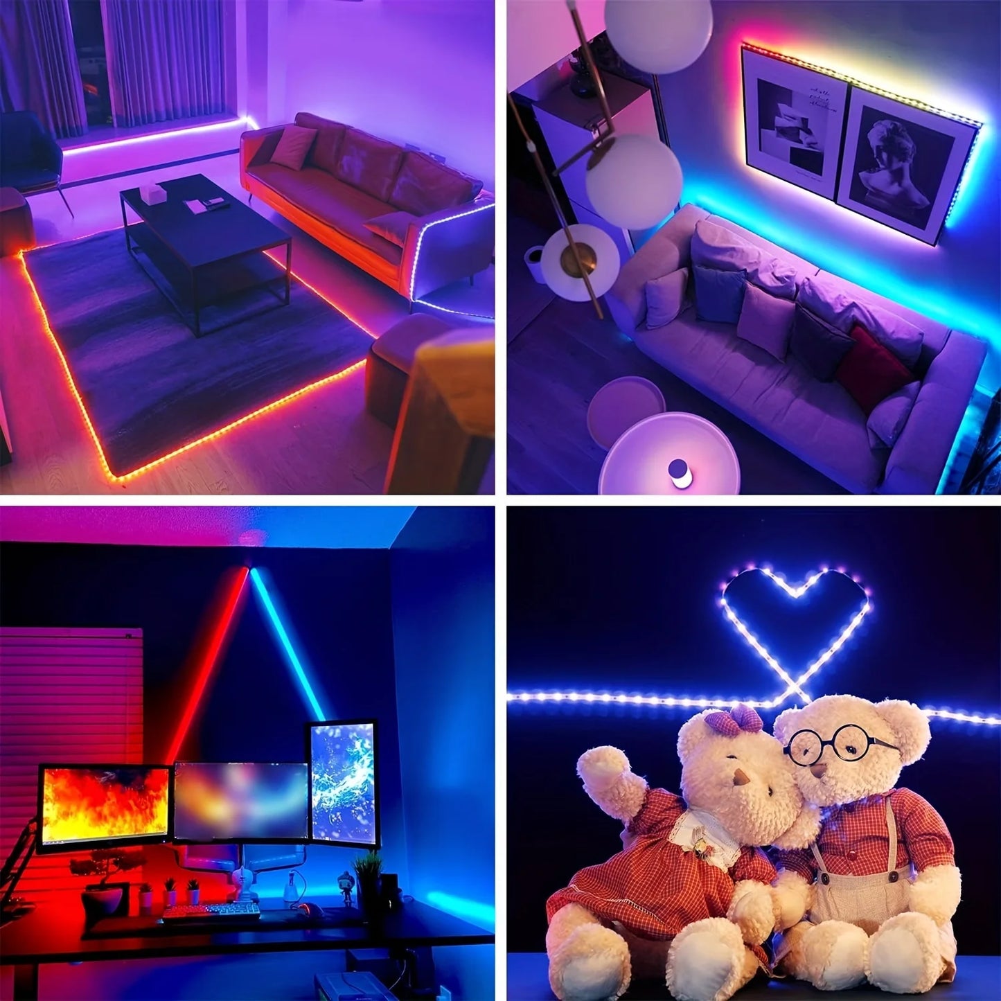 RGB 2835 LED Strip Light Bluetooth App Smart Control Flexible Diode Tape Ribbon TV Desktop Backlight Music Sync Decor For Home