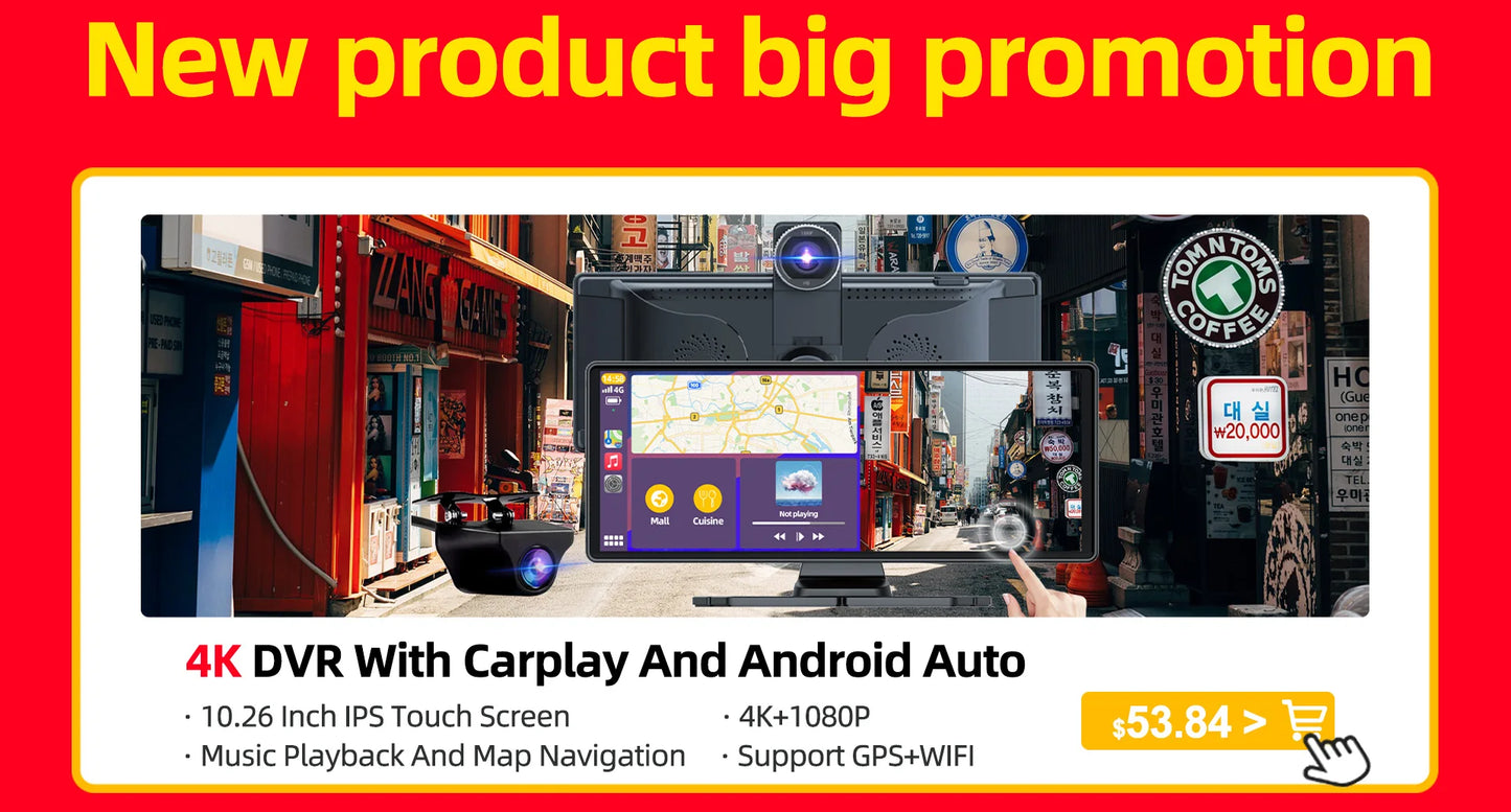 E-ACE 10 Inch Car DVR Mirror Video Recorder 1080P Touch Screen Dashcam For Car Dual Lens Streaming Driving Recorder Dash Camera