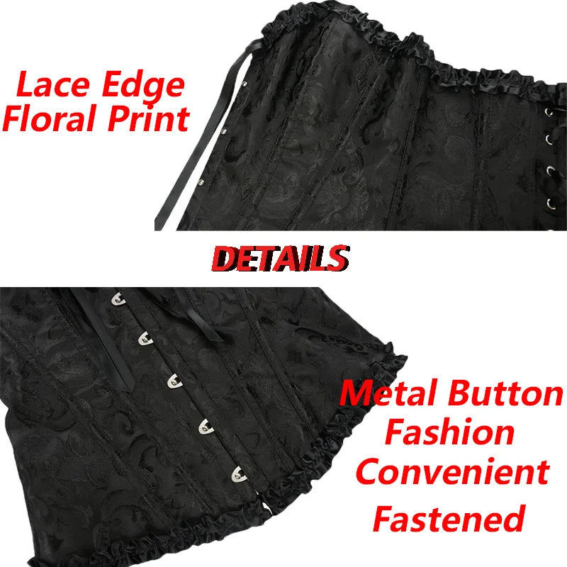 YBFDO Women Sexy Corsets Bustiers Floral Lace Tops Shapewear Burlesque Vintage Corset Gothic Satin Lingerie Corselet Overbust
