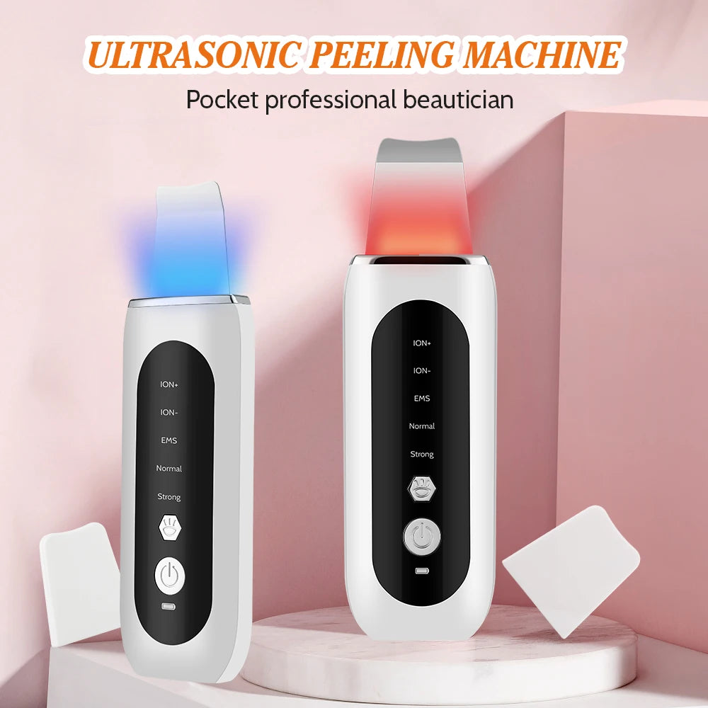 Ultrasonic Face Skin Scrubber Vibration Nose Deep Cleaning Machine Facial Spatula Blackhead Remover Peeling Shovel Pore Clean