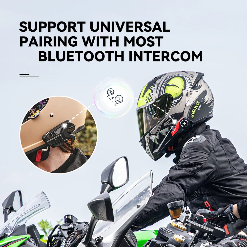2023 Lexin-G2P Motorcycle Helmet Bluetooth Intercom Up To Pair 6 Riders&Big Button Design Exchangeable Pattern Shell 120KM/H
